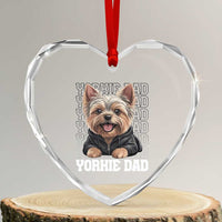 Proud Yorkshire Terrier Dad Heart Crystal Glass Ornament Fathers Day Dog Lover Gift