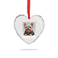 Proud Yorkshire Terrier Dad Heart Crystal Glass Ornament Fathers Day Dog Lover Gift