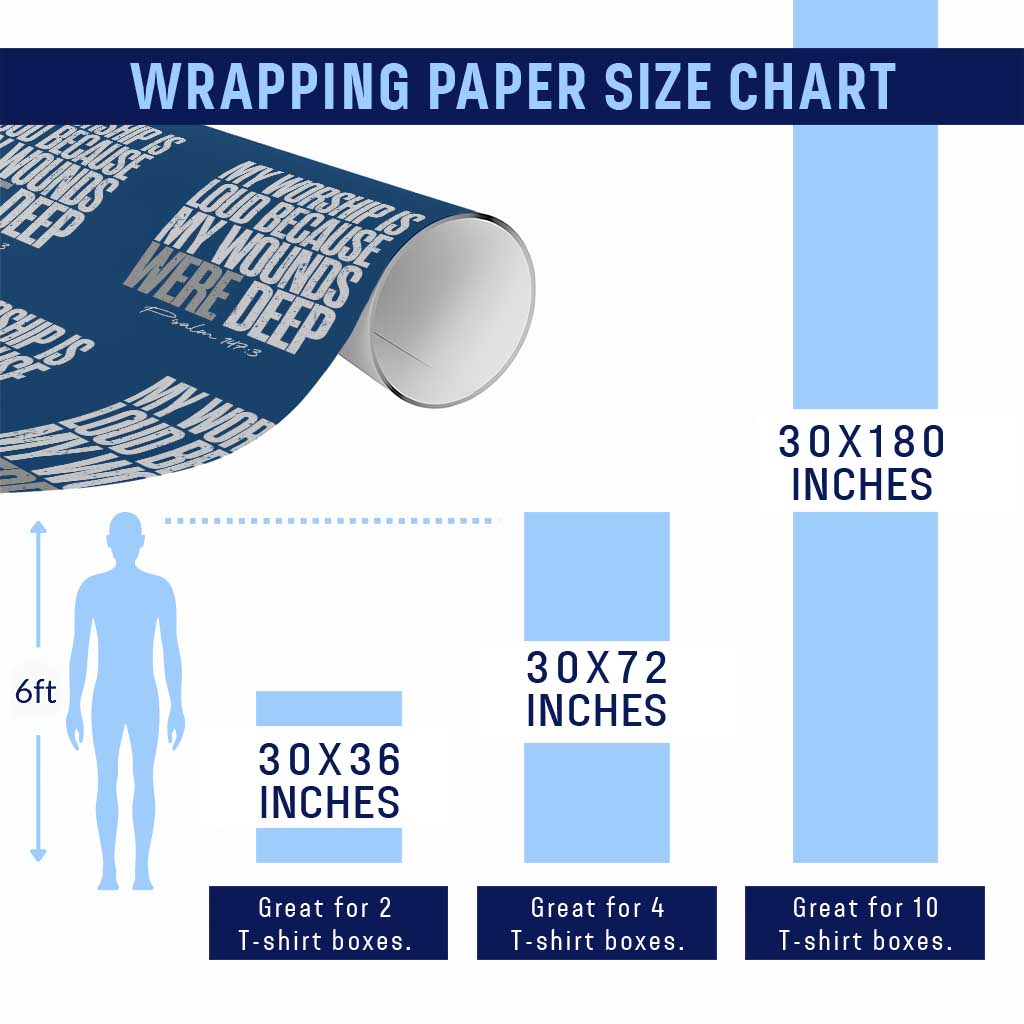 Psalm 147 3 Inspirational Christian Faith Wrapping Paper Roll My Worship Is Loud Because My Wounds Were Deep