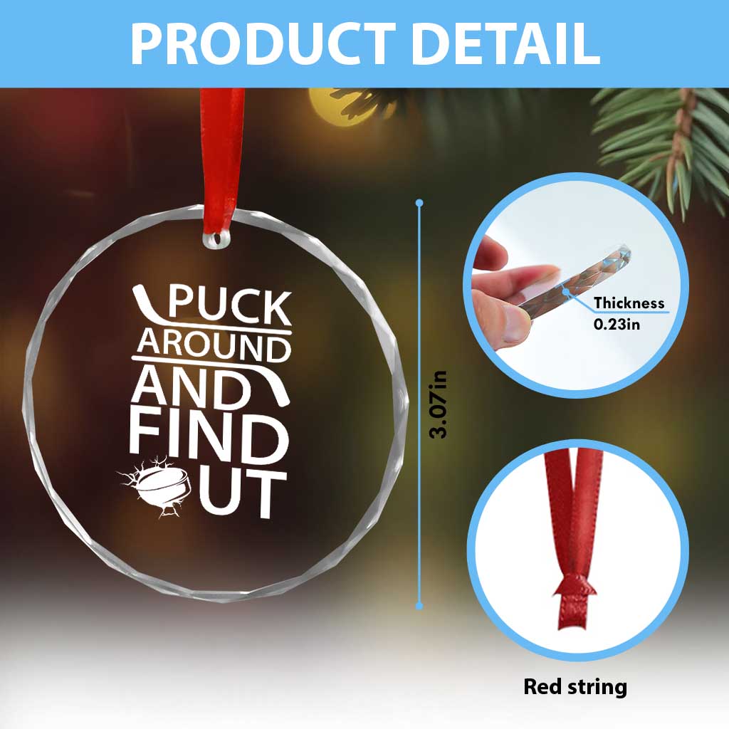 Puck Around And Find Out Crystal Glass Ornament Hockey Lover Gift - Wonder Print Shop