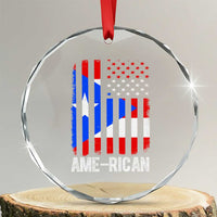 Puerto Rican American Flag Crystal Glass Ornament AME-RICAN Boricua Pride