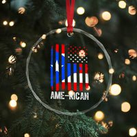 Puerto Rican American Flag Crystal Glass Ornament AME-RICAN Boricua Pride