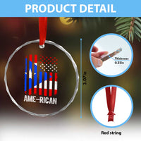 Puerto Rican American Flag Crystal Glass Ornament AME-RICAN Boricua Pride