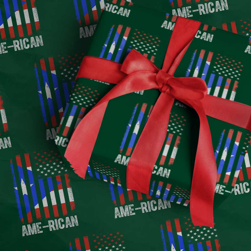 Puerto Rican American Flag Wrapping Paper Roll AME-RICAN Boricua Pride