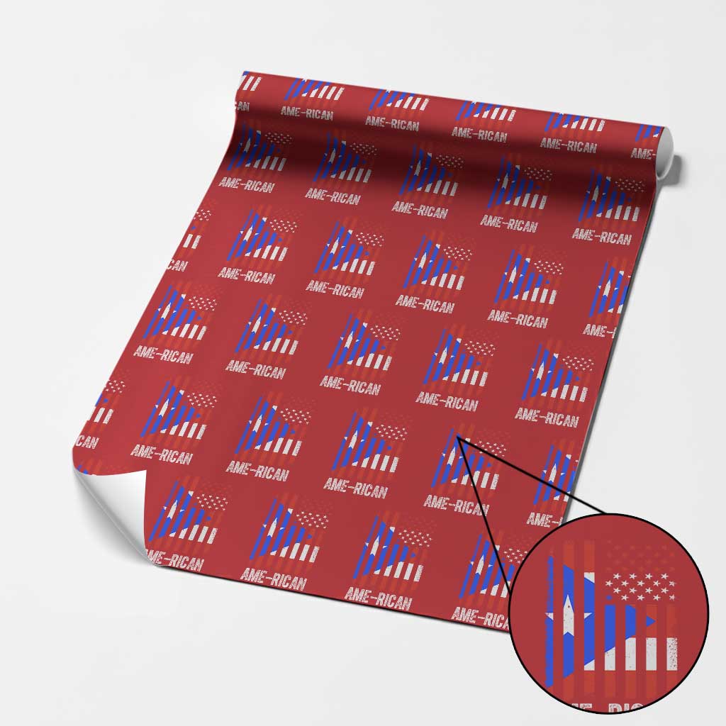 Puerto Rican American Flag Wrapping Paper Roll AME-RICAN Boricua Pride
