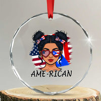 Puerto Rican American Girl Crystal Glass Ornament AME-RICAN Boricua Pride