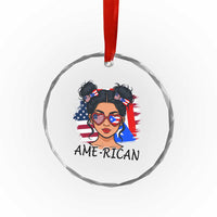Puerto Rican American Girl Crystal Glass Ornament AME-RICAN Boricua Pride