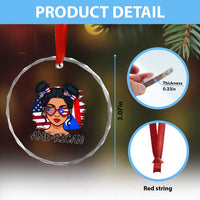 Puerto Rican American Girl Crystal Glass Ornament AME-RICAN Boricua Pride
