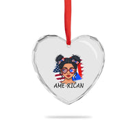 Puerto Rican American Girl Heart Crystal Glass Ornament AME-RICAN Boricua Pride