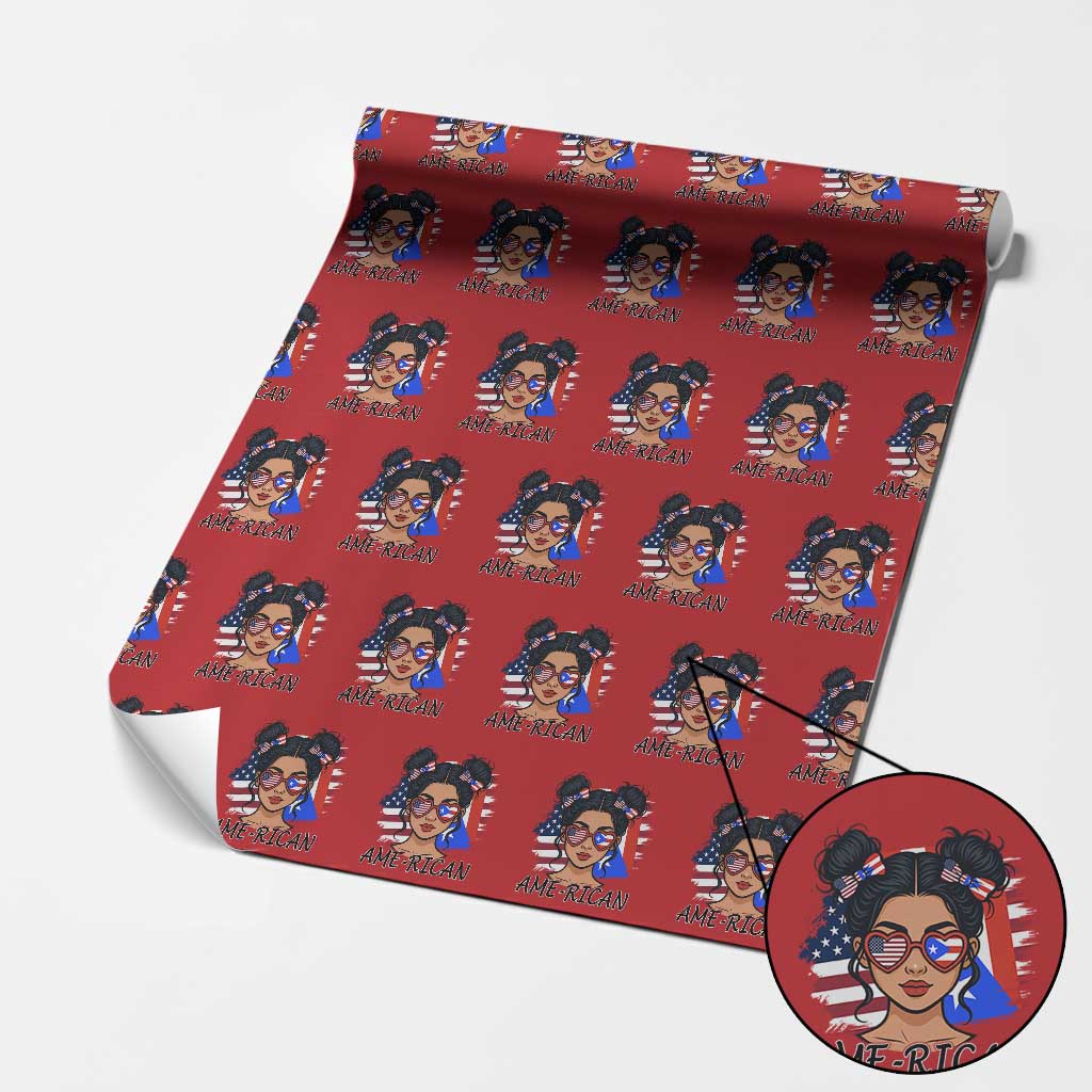 Puerto Rican American Girl Wrapping Paper Roll AME-RICAN Boricua Pride