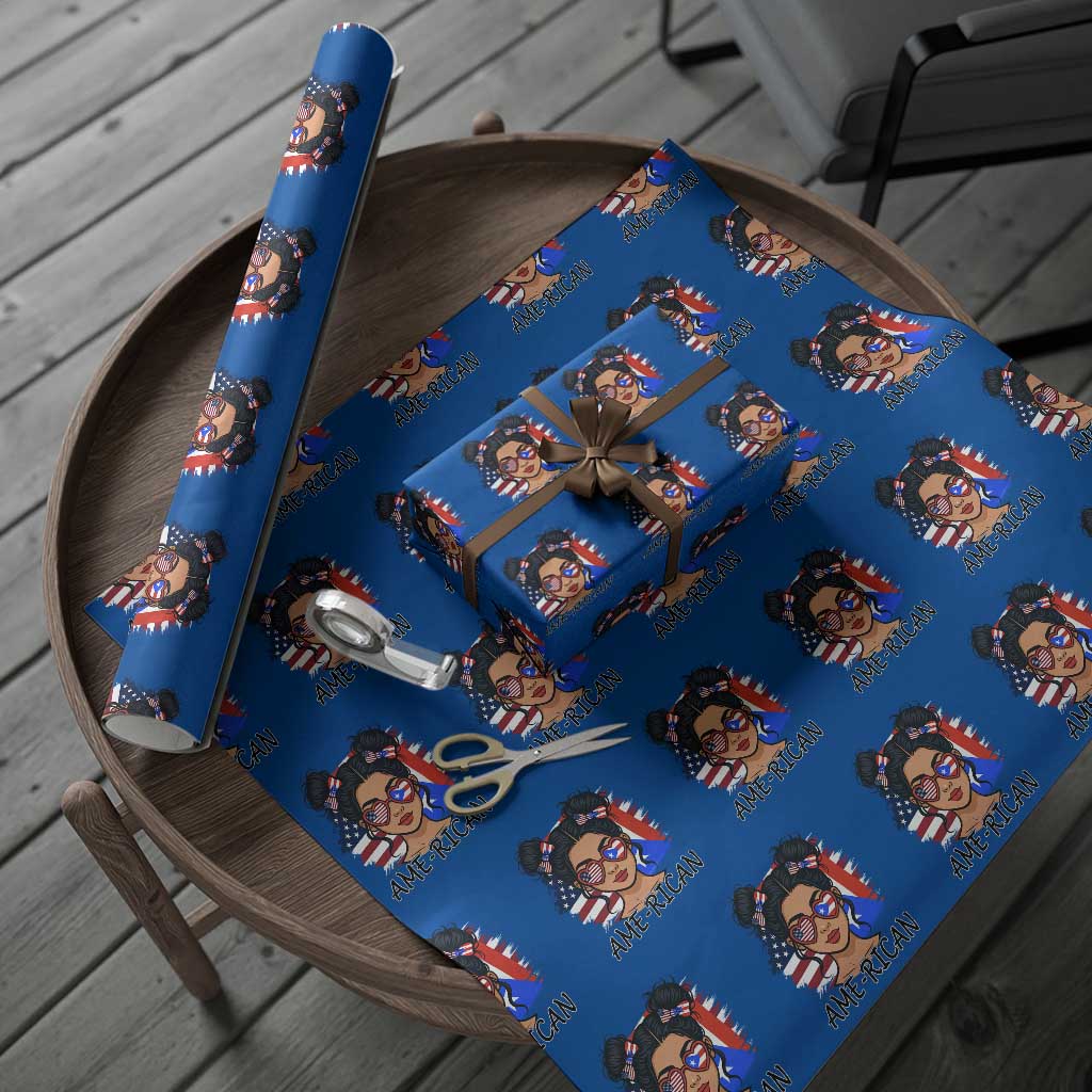 Puerto Rican American Girl Wrapping Paper Roll AME-RICAN Boricua Pride