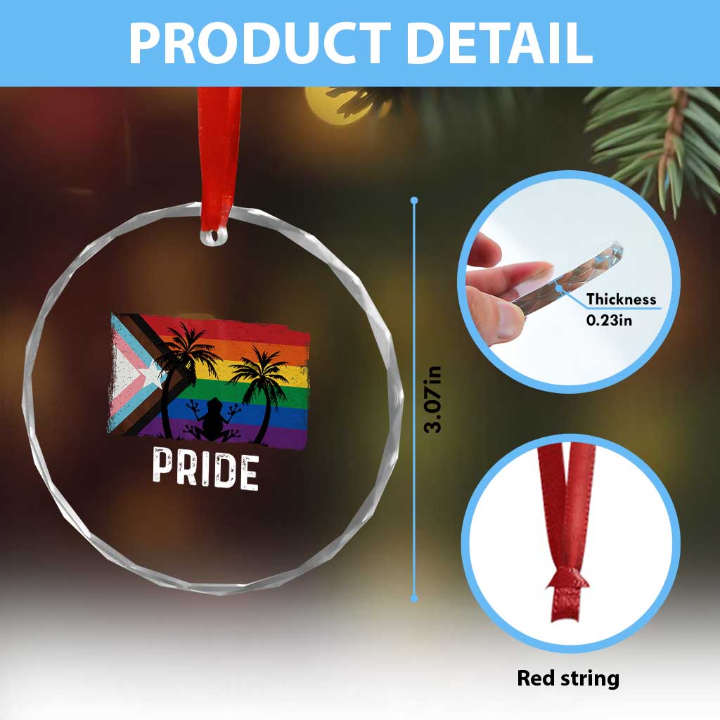 Puerto Rican LGBTQ Crystal Glass Ornament Boricua Rainbow Flag Pride