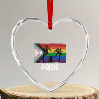 Puerto Rican LGBTQ Heart Crystal Glass Ornament Boricua Rainbow Flag Pride