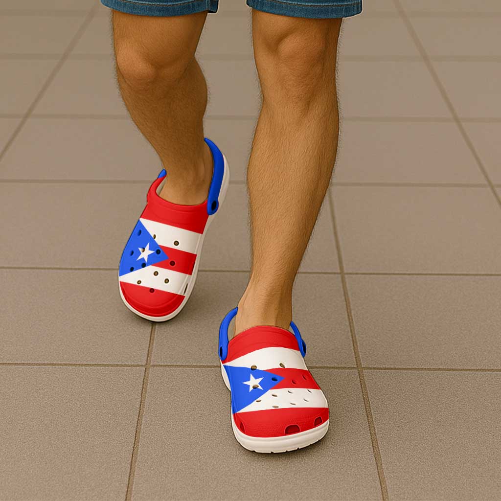 Puerto Rico Clogs Shoes Heritage Palette Flag-Inspired - Wonder Print Shop