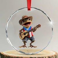 Puerto Rico Coqui Frog Puerto Rican Flag Taino Boricua Guitar Crystal Glass Ornament - Wonder Print Shop