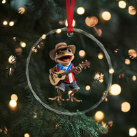 Puerto Rico Coqui Frog Puerto Rican Flag Taino Boricua Guitar Crystal Glass Ornament - Wonder Print Shop