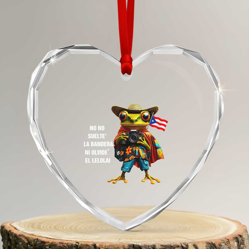 Puerto Rico Coqui' Heart Crystal Glass Ornament Debí Tirar Más Fotos - Wonder Print Shop
