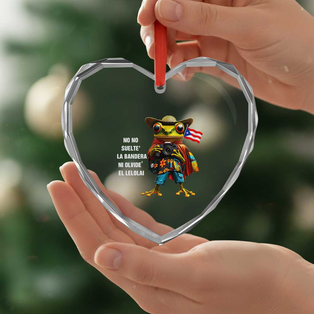 Puerto Rico Coqui' Heart Crystal Glass Ornament Debí Tirar Más Fotos - Wonder Print Shop
