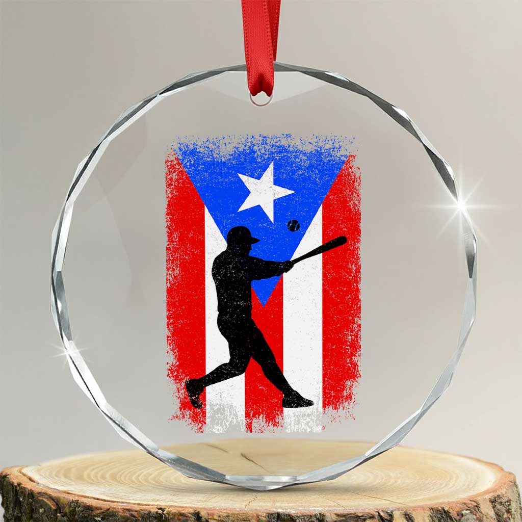 Puerto Rico Flag Baseball Crystal Glass Ornament Cool Distressed Jersey Gift Boricua Boys - Wonder Print Shop