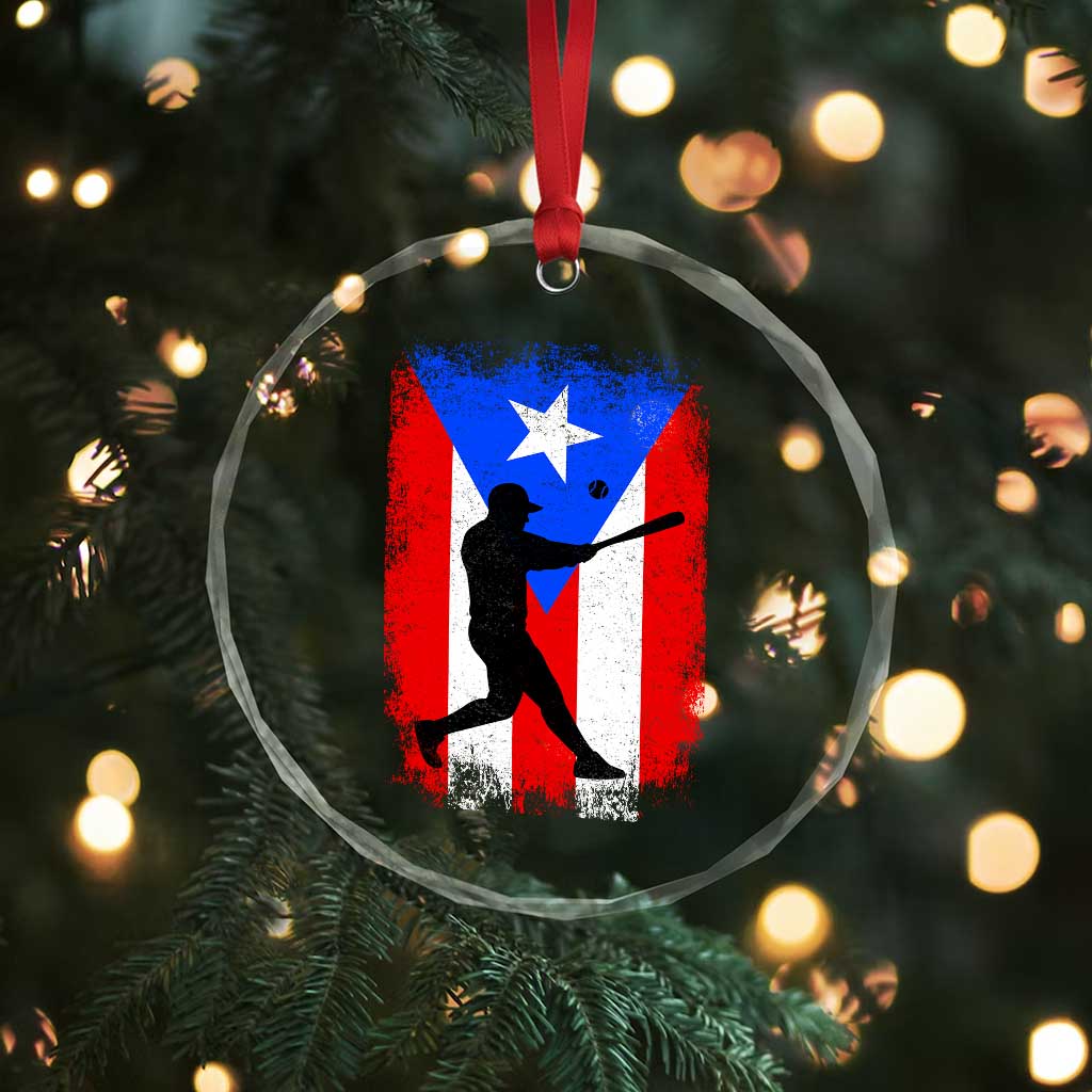 Puerto Rico Flag Baseball Crystal Glass Ornament Cool Distressed Jersey Gift Boricua Boys - Wonder Print Shop
