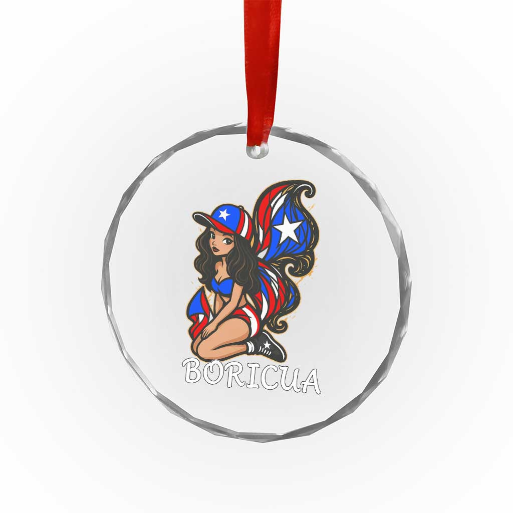 Puerto Rico Pin Up Girl Crystal Glass Ornament Taino Boricua Puerto Rican Flag - Wonder Print Shop