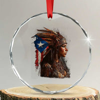 Puerto Rico Taino Warrior Woman Crystal Glass Ornament Boricua Pride