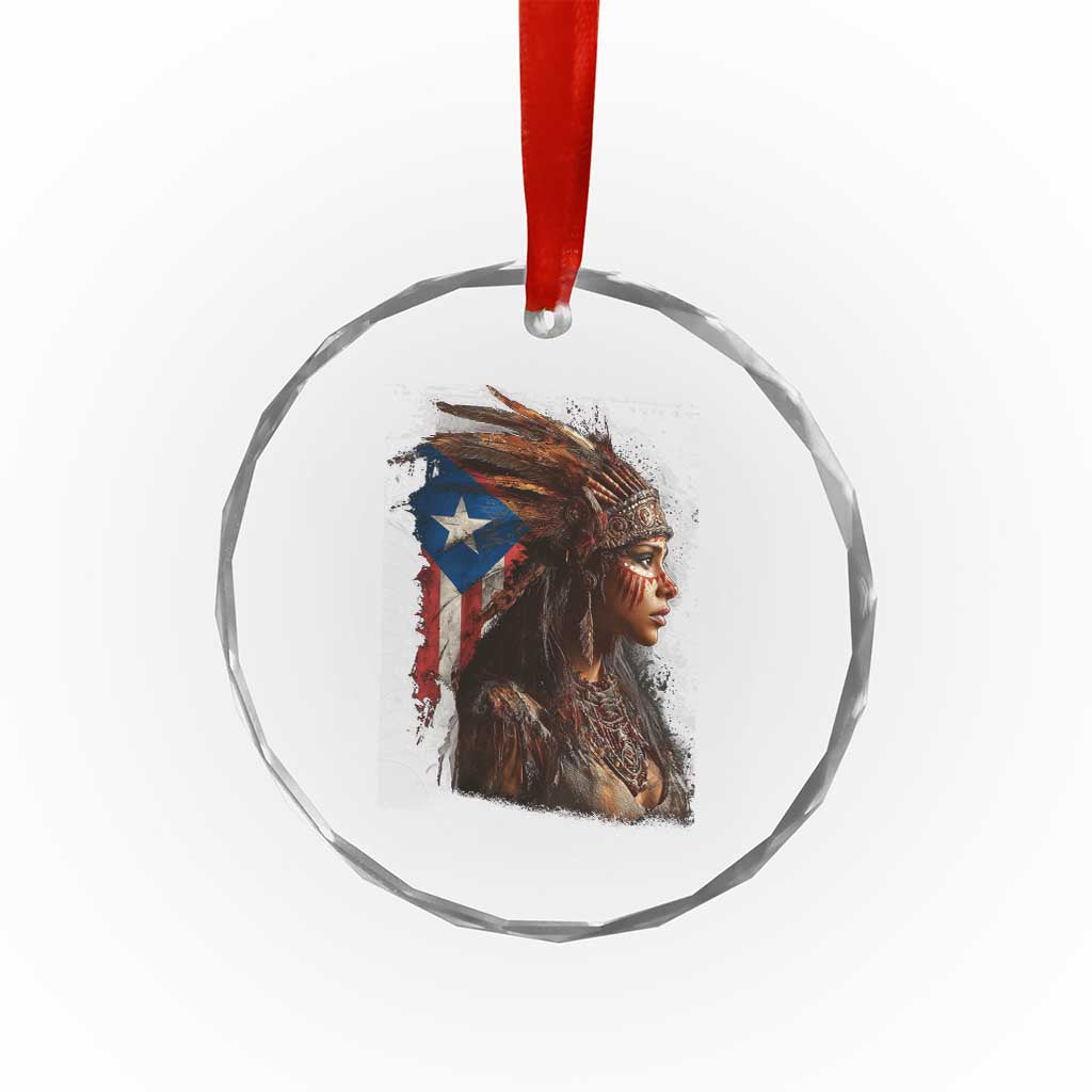 Puerto Rico Taino Warrior Woman Crystal Glass Ornament Boricua Pride