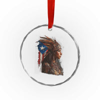 Puerto Rico Taino Warrior Woman Crystal Glass Ornament Boricua Pride