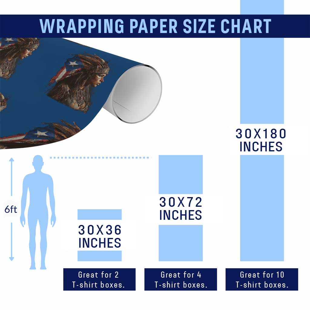 Puerto Rico Taino Warrior Woman Wrapping Paper Roll Boricua Pride
