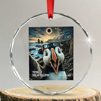 Puffin Selfie August 12 2026 Total Solar Eclipse Crystal Glass Ornament Funny Totality Photographic Astronomy Souvenir