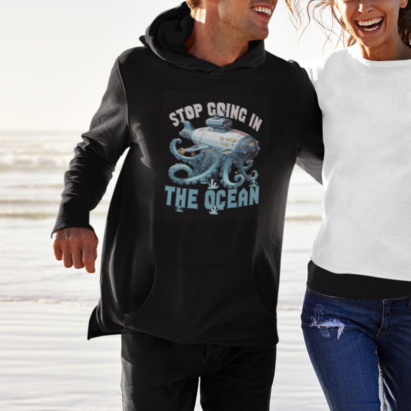 Octopus and Submarine Hoodie Stop Going In The Ocean - Wonder Print Shop
