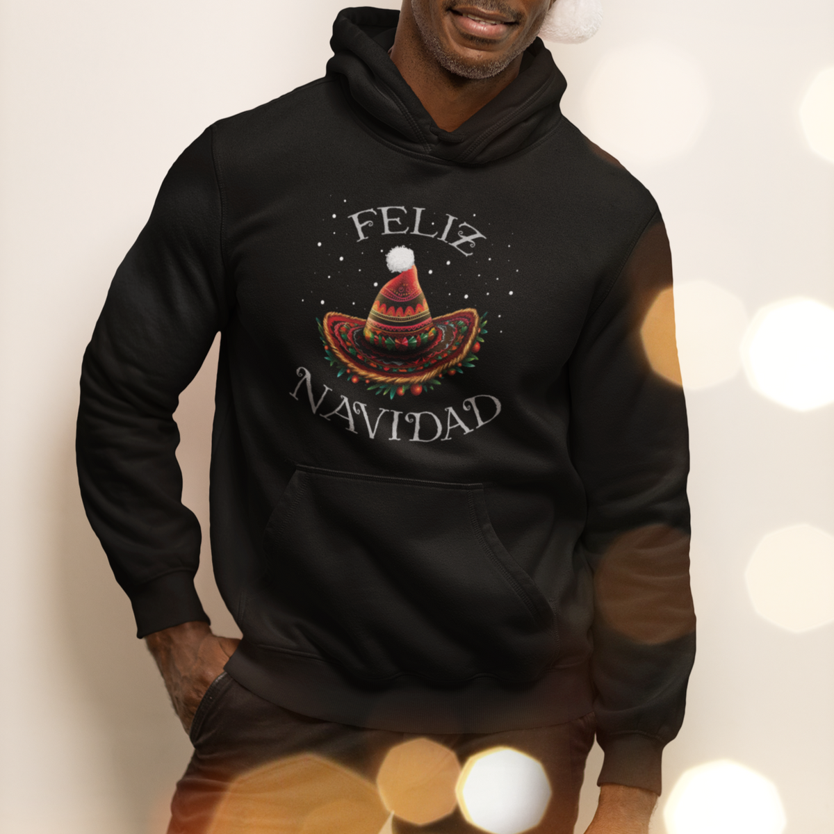 Christmas in Mexico Hoodie Feliz Navidad Santa Hat Sombrero - Wonder Print Shop