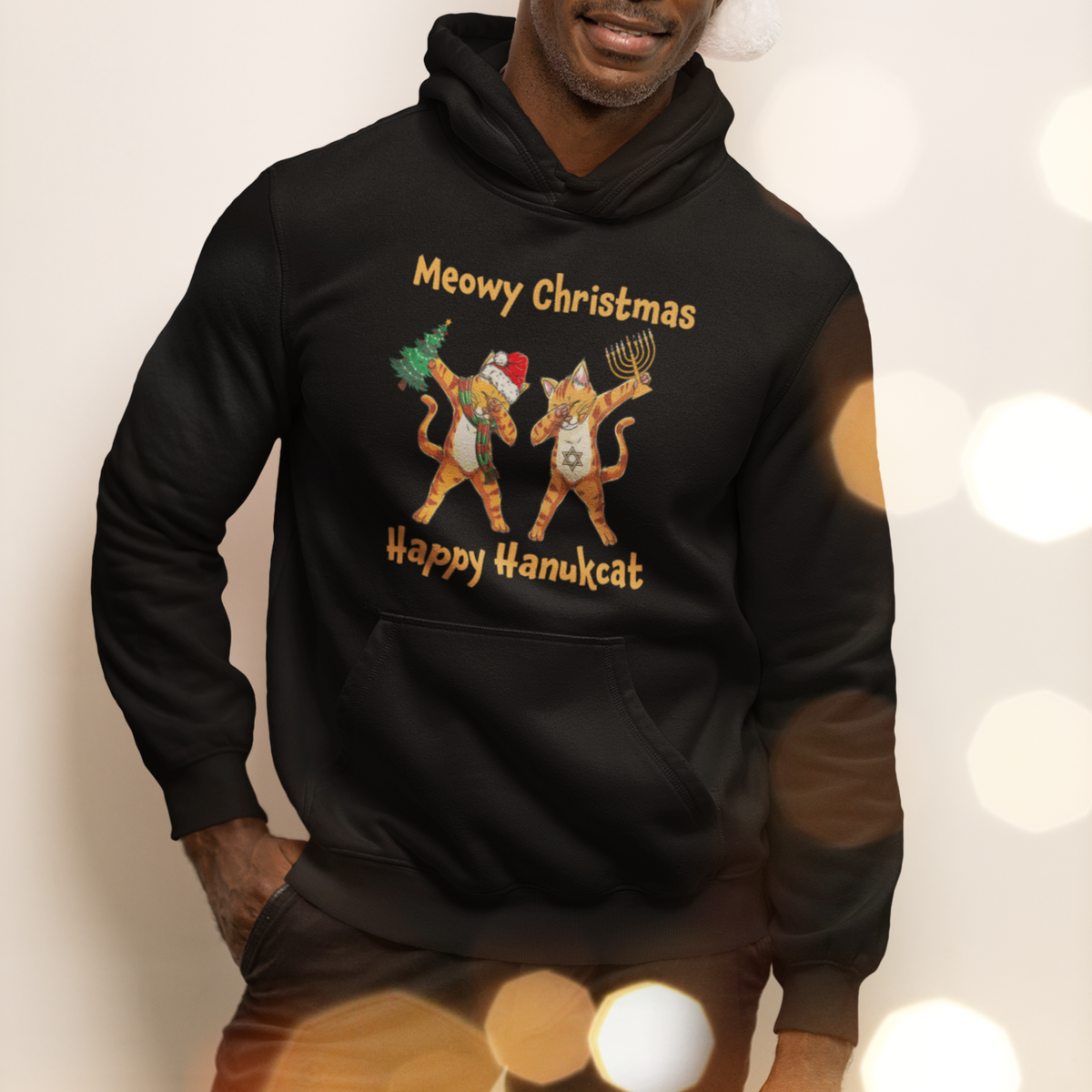 Happy Hanukcat Meowy Christmas Cat Lover Hanukkah Hoodie - Wonder Print Shop
