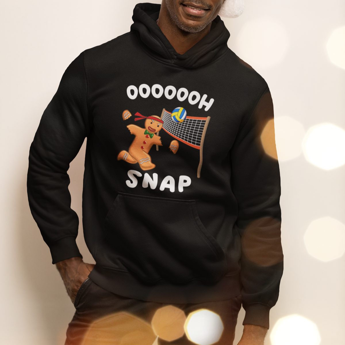 Christmas Sport Hoodie Volleyball Player Gingerbread Man Blocker Oh Snap - Wonder Print Shop
