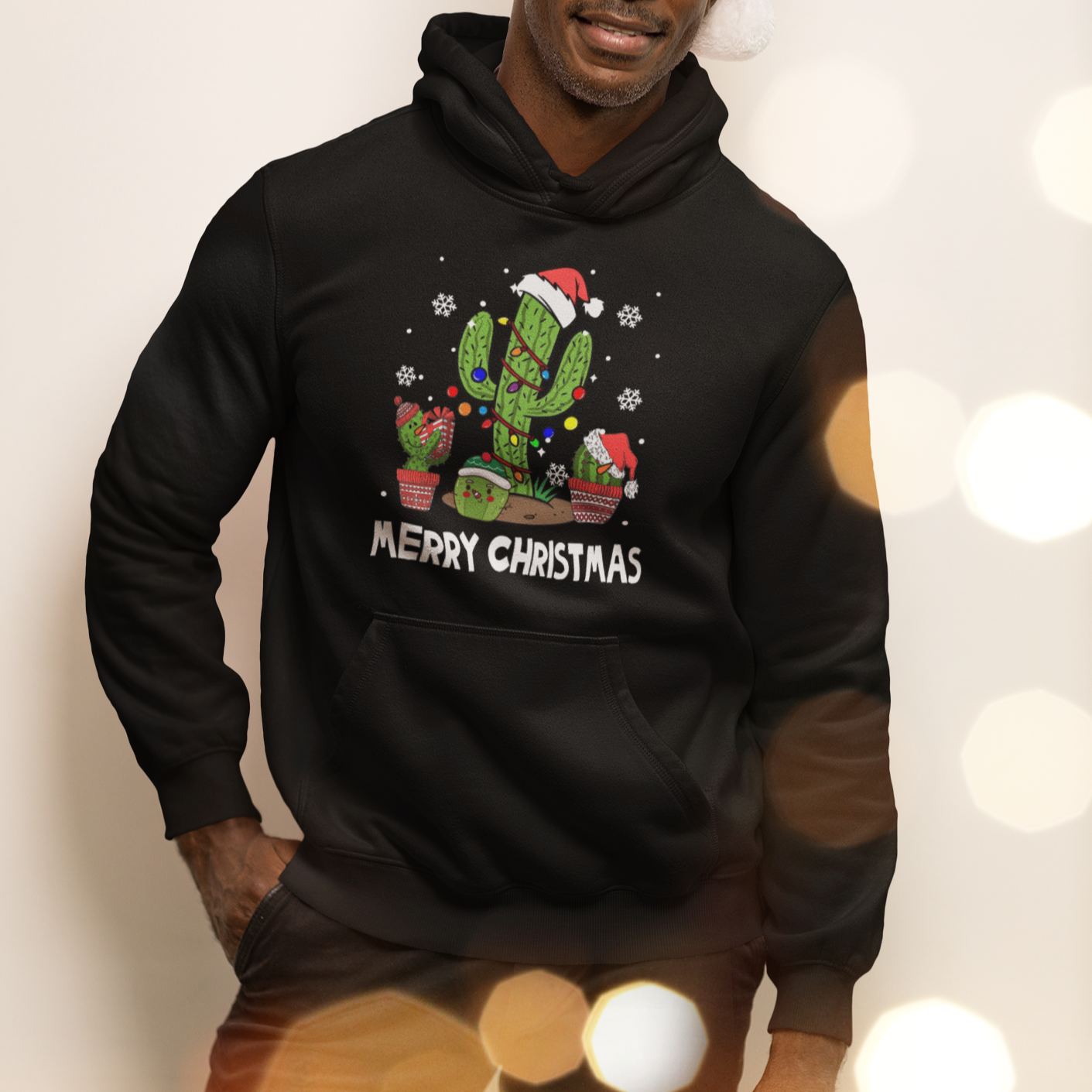Merry Xmas In Arizona US State Funny Saguaro Cactus Christmas Tree Hoodie - Wonder Print Shop