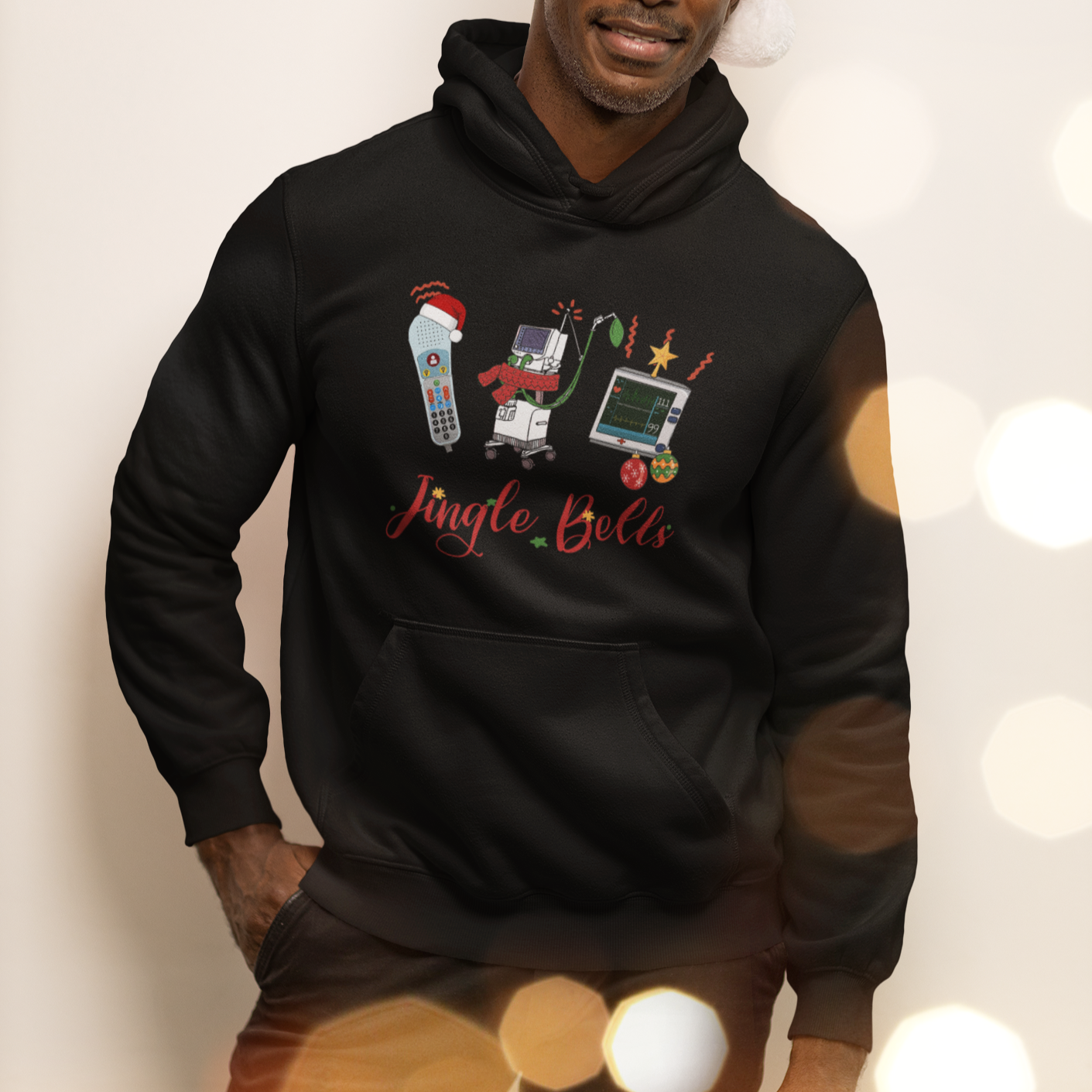 Christmas Nurse Jingle Bells Telemetry Respiratory Therapist Hoodie - Wonder Print Shop