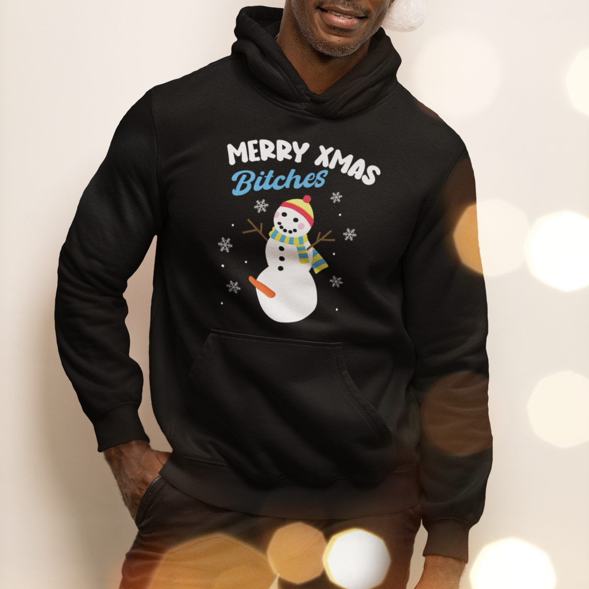 Merry Xmas Bitches Naughty Dirty Carrot Snowman Ugly Christmas Hoodie - Wonder Print Shop