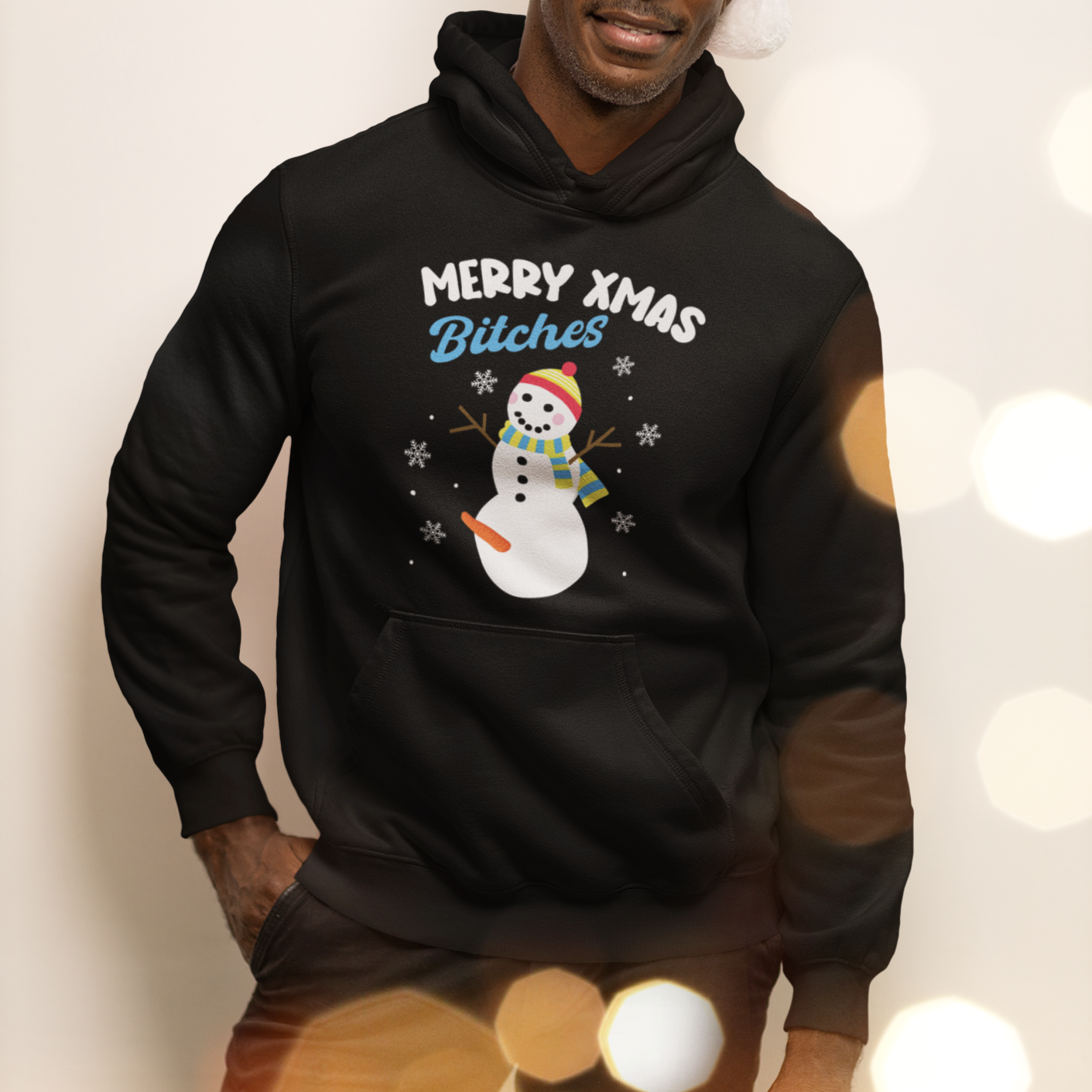 Merry Xmas Bitches Naughty Dirty Carrot Snowman Ugly Christmas Hoodie - Wonder Print Shop
