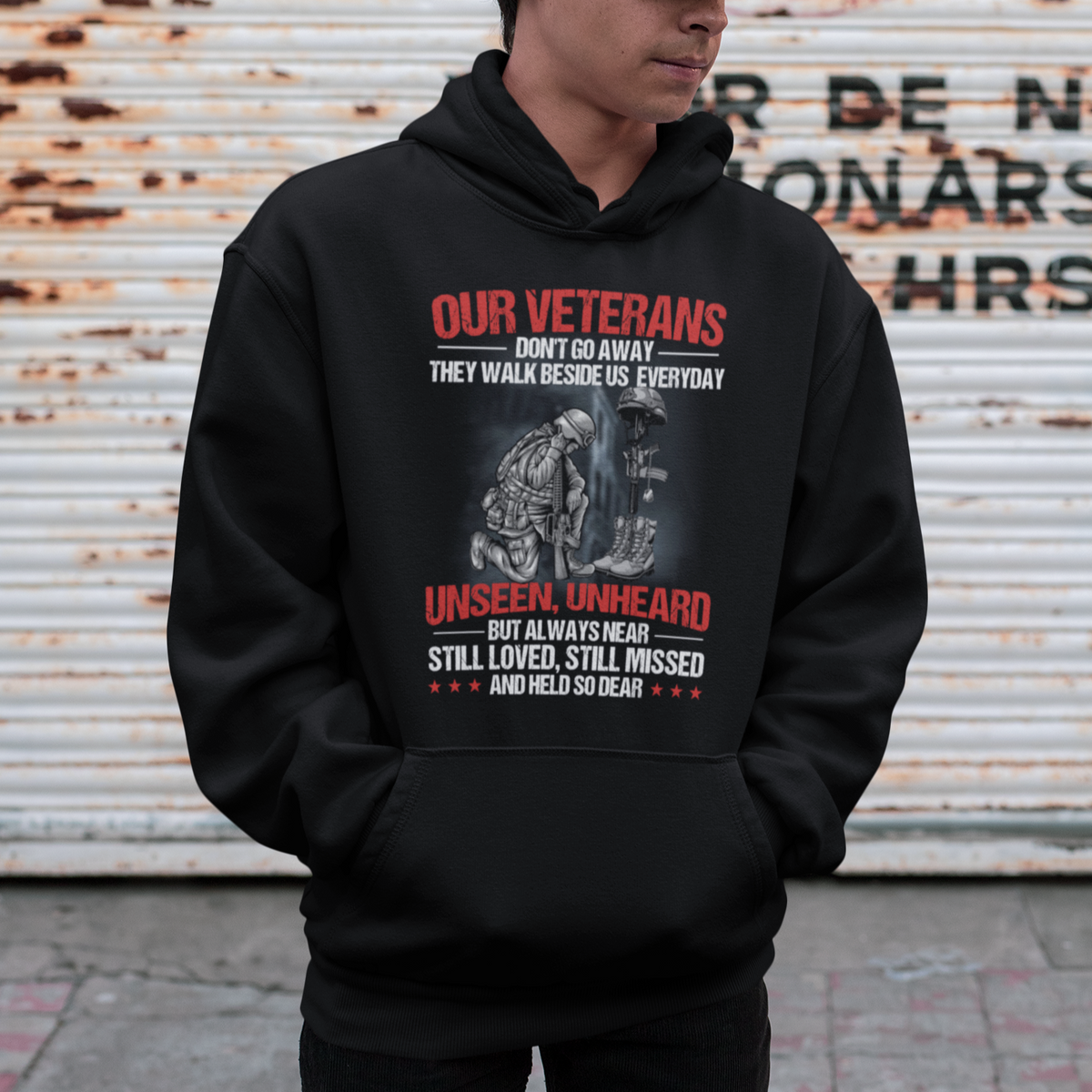 Our Veteran's Don't Go Away They Walk Beside Us Everyday Unseen Unheard Hoodie - Wonder Print Shop