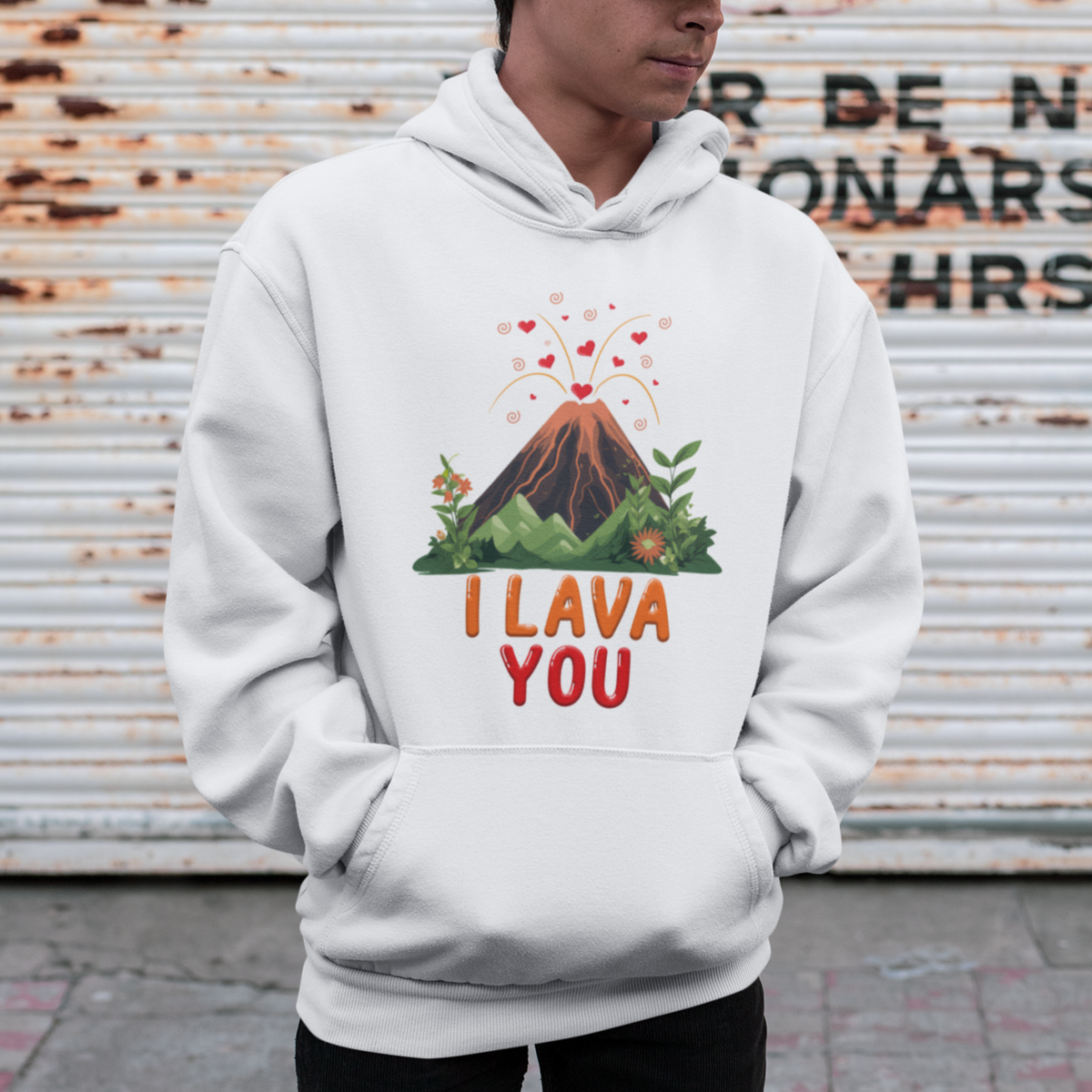 Funny Volcano Valentine Hoodie I Lava You Love Wordplay Joke - Wonder Print Shop