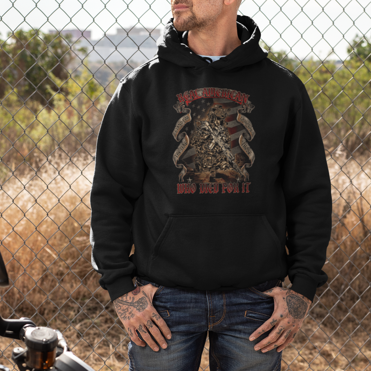 American Memorial Hoodie Real American Stand For The Flag Honor Who Died For It - Wonder Print Shop