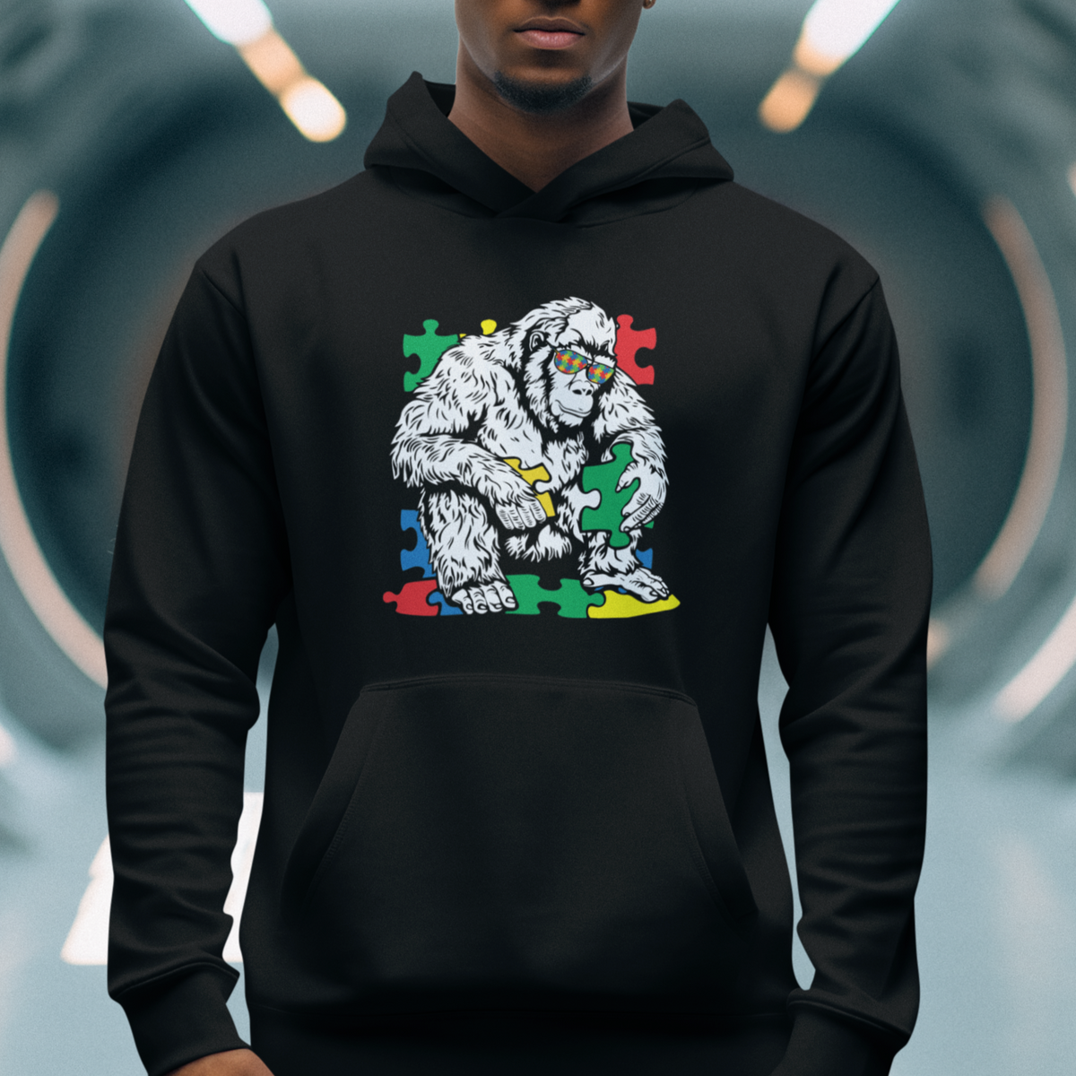 Autism Awareness Bigfoot Puzzle Autistic Warrior Hoodie - Wonder Print Shop