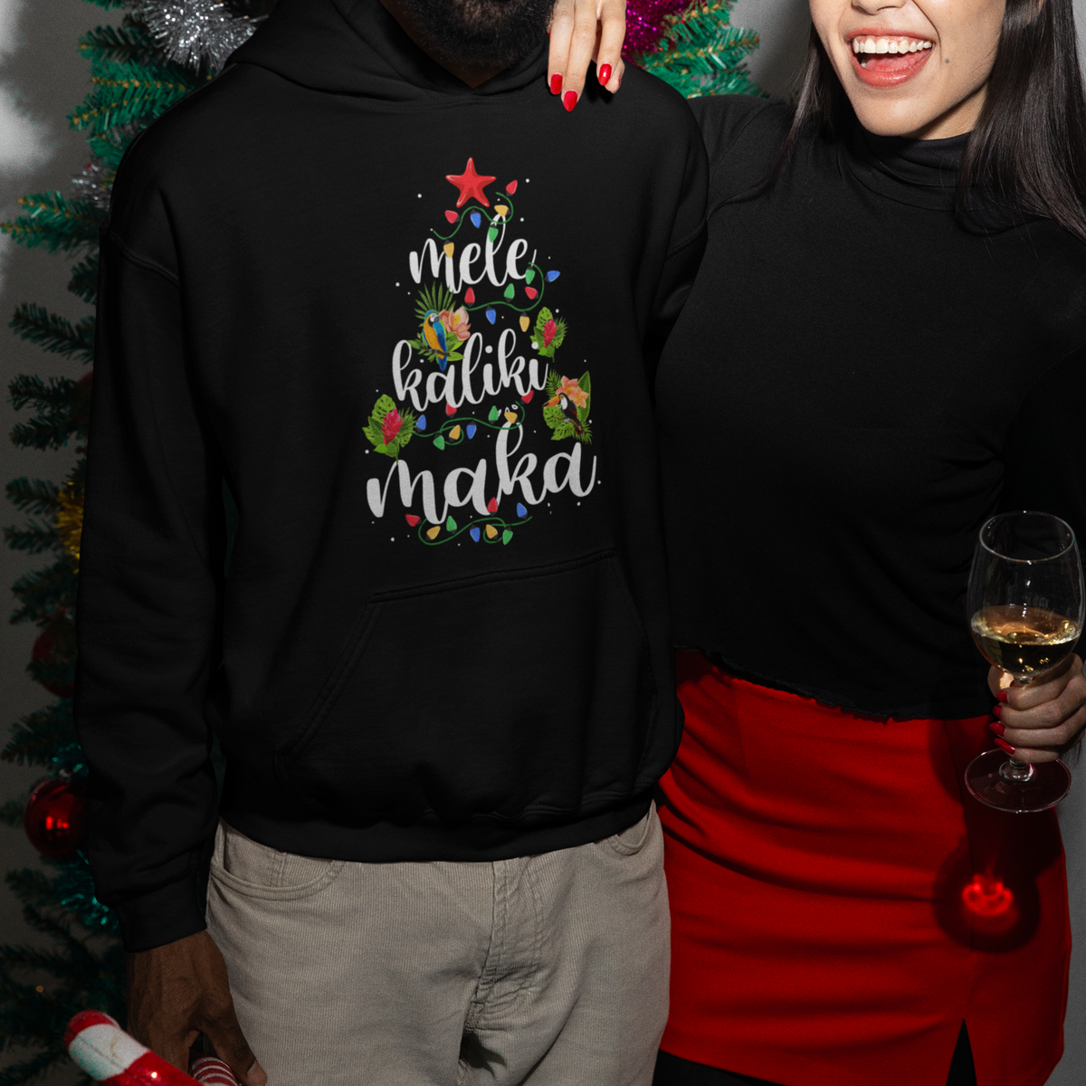 Mele Kalikimaka Hawaiian Christmas Tree Hoodie - Wonder Print Shop