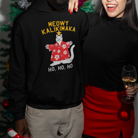 Christmas In Hawaii Hoodie Meowy Kalikimaka Hawaiian Cat Ho Ho Ho Xmas Tree - Wonder Print Shop