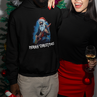 Christmas Hoodie Sleigher Hail Santa Rock Electric Guitar Cool Xmas - Wonder Print Shop