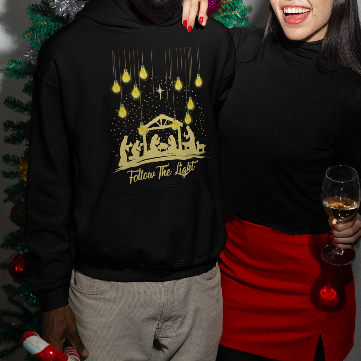Follow the Light Christ Chrsitmas Light Hoodie - Wonder Print Shop