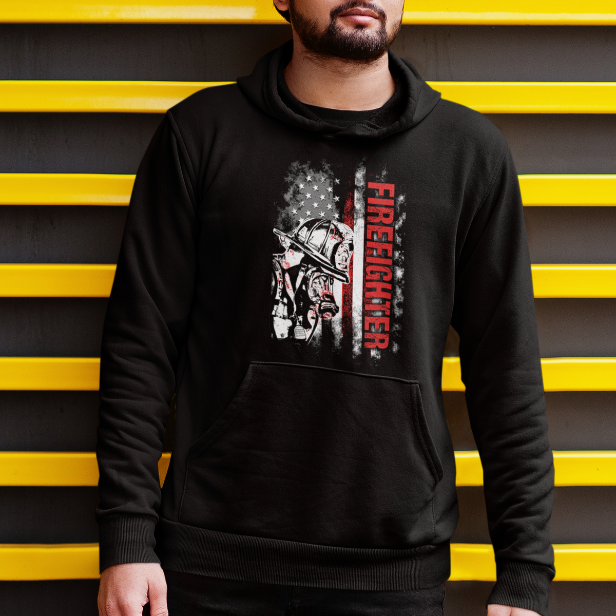 Firefighter Hoodie Firefighter Fireman American Flag Thin Red Line Firefighter - Wonder Print Shop