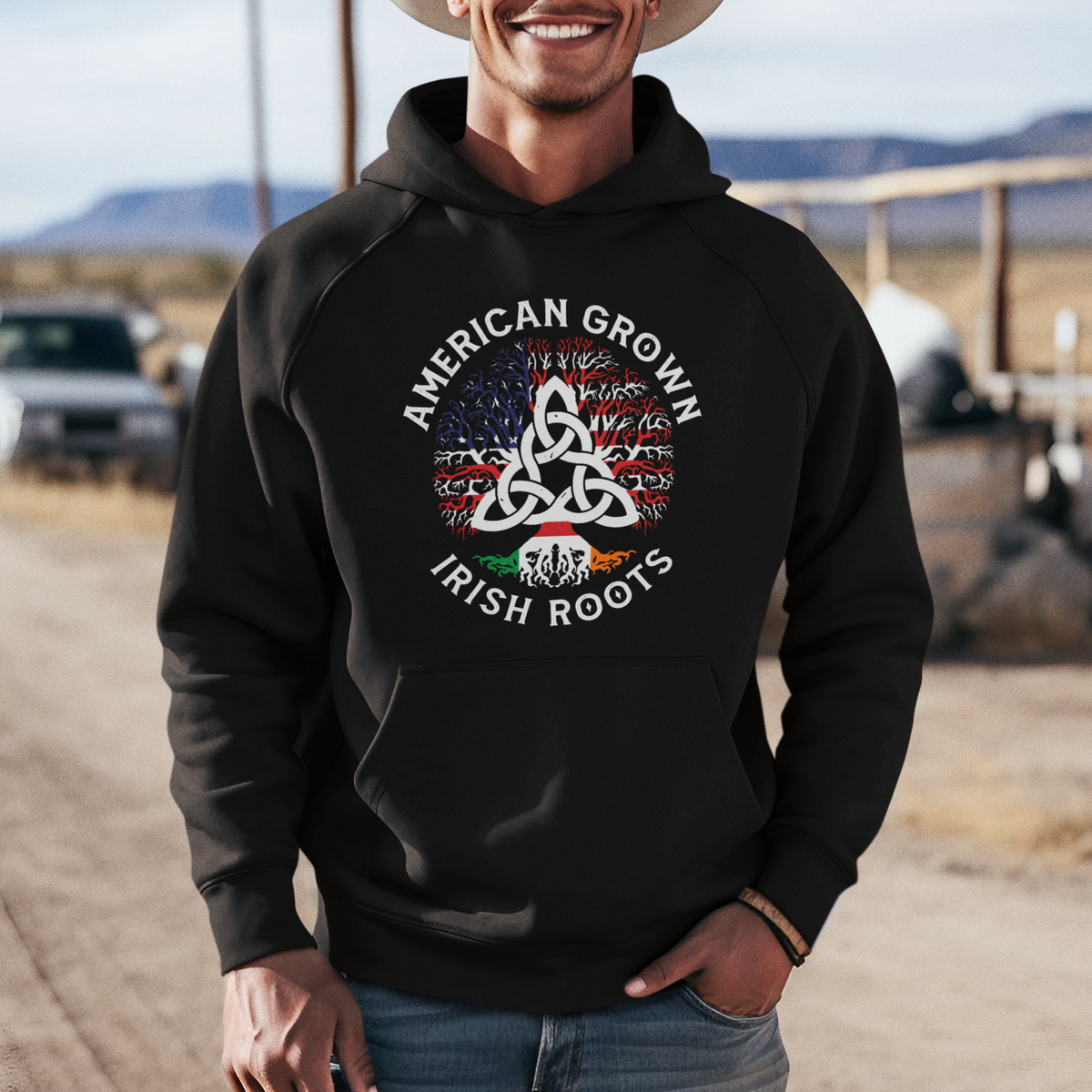 American Grown Irish Roots Ireland Flag Hoodie - Wonder Print Shop