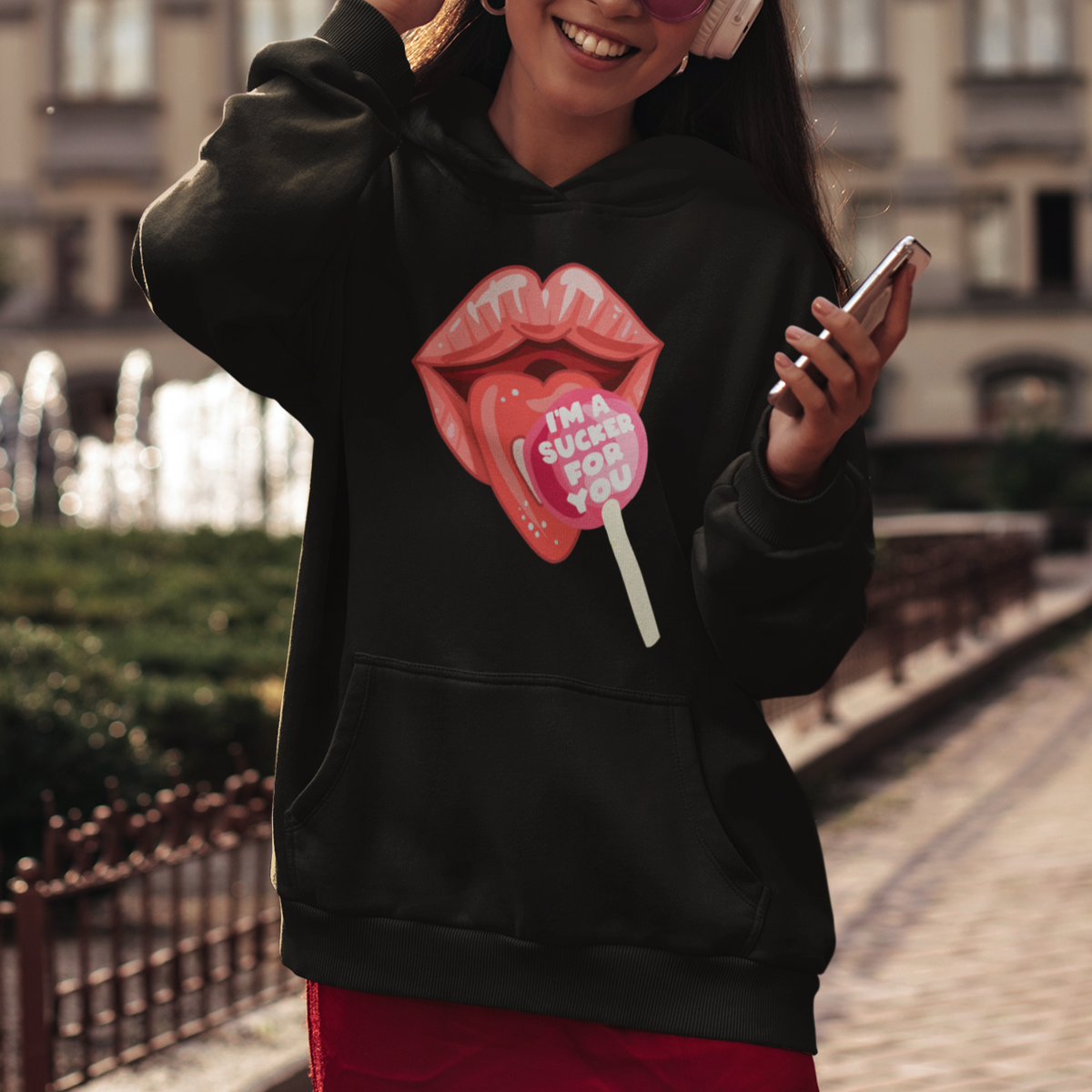 Valentine's Day Hoodie I'm A Sucker For You Candy Pop Lollipop - Wonder Print Shop