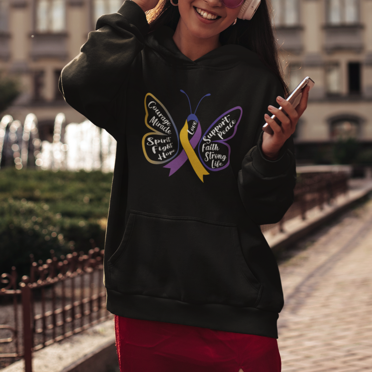 Fight Bladder Health And Cancer Awareness Butterfly Hoodie - Wonder Print Shop